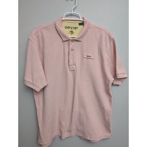 C6 Orvis Mens Polo Shirt Large Pink Fishing Outdoors Rugby Casual Outdoors